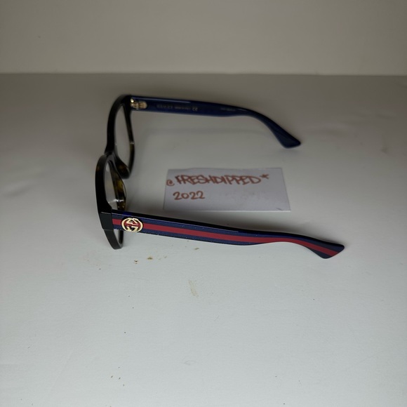 NWT WOMENS GUCCI GLASSES GG0038O TRANSPARENT HAVANA BLUE DEMO LENSES NO CASE - Picture 8 of 15